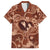 Hawaii Plumeria Family Matching Long Sleeve Bodycon Dress and Hawaiian Shirt Hau'oli la Makuahine Sunburned LT7 Dad's Shirt - Short Sleeve Brown - Polynesian Pride