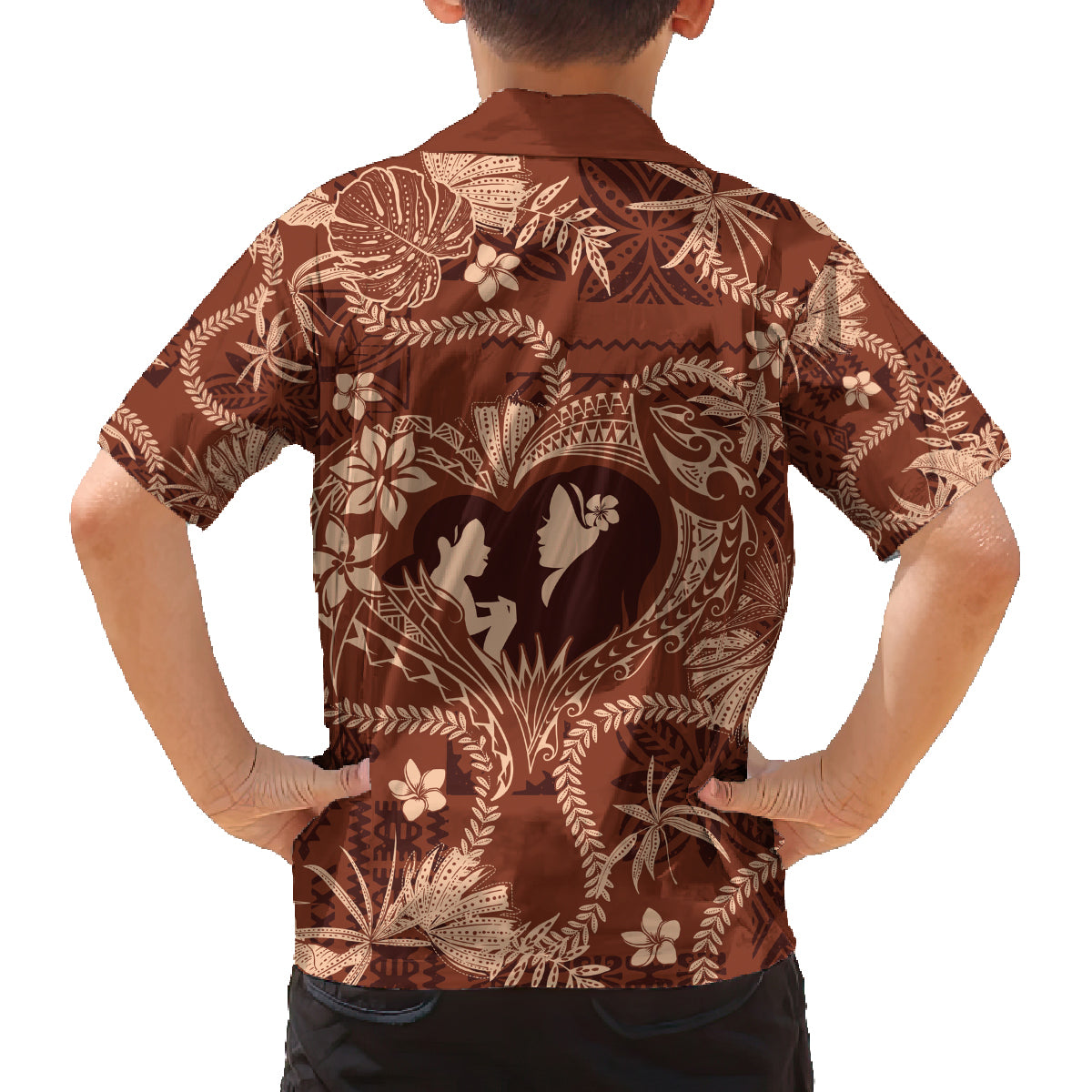 Hawaii Plumeria Family Matching Off Shoulder Short Dress and Hawaiian Shirt Hau'oli la Makuahine Sunburned LT7 - Polynesian Pride