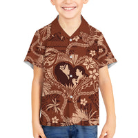 Hawaii Plumeria Family Matching Puletasi and Hawaiian Shirt Hau'oli la Makuahine Sunburned LT7 Son's Shirt Brown - Polynesian Pride