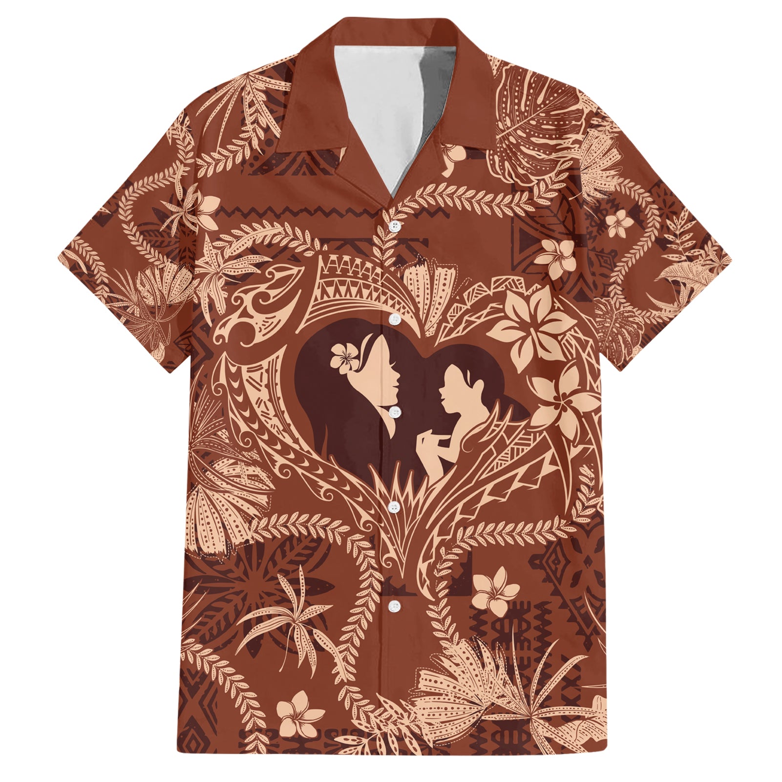 Hawaii Plumeria Hawaiian Shirt Hau'oli la Makuahine Sunburned LT7 Brown - Polynesian Pride