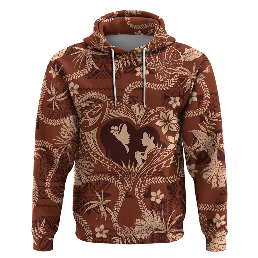 Hawaii Plumeria Hoodie Hau'oli la Makuahine Sunburned LT7 Pullover Hoodie Brown - Polynesian Pride