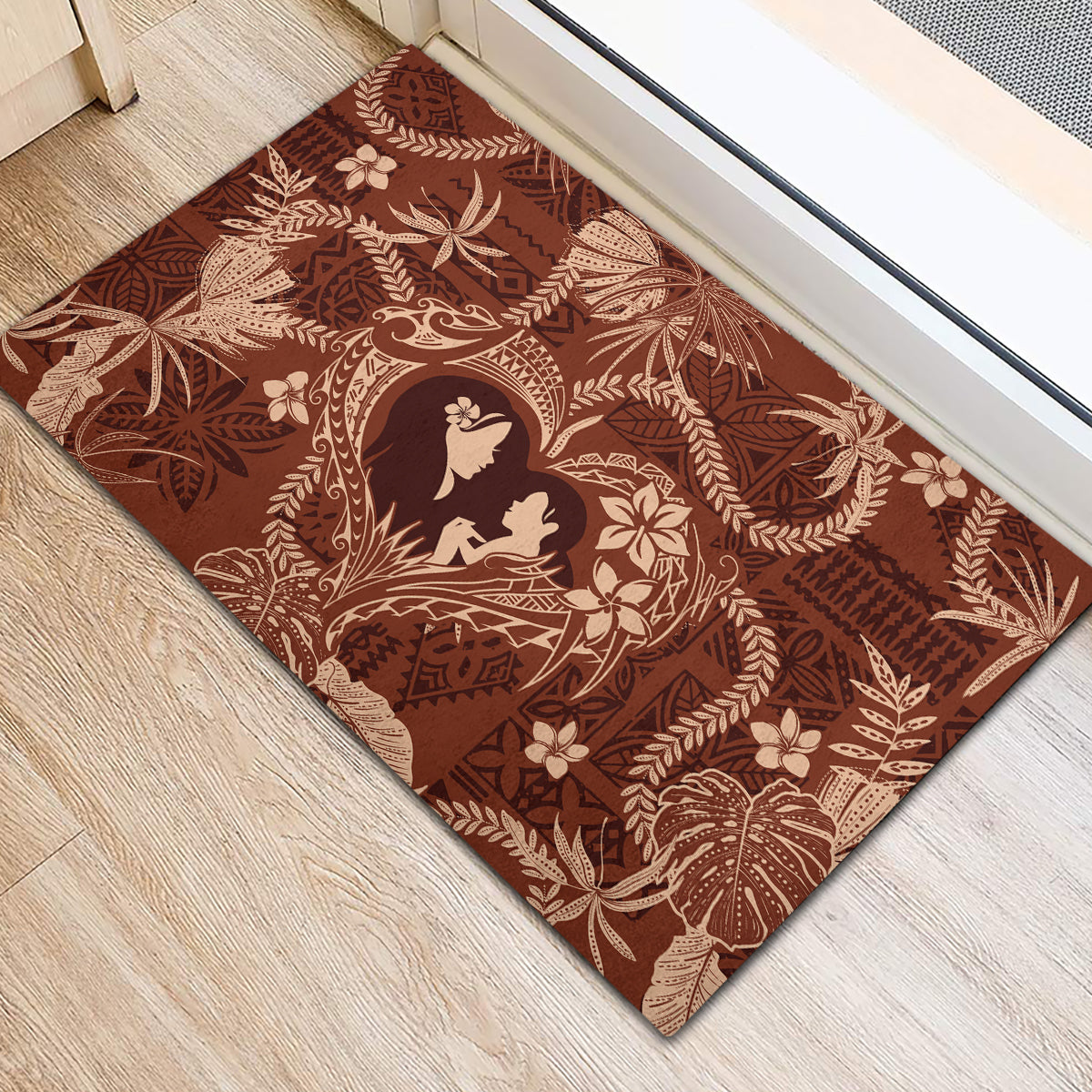 Hawaii Plumeria Rubber Doormat Hau'oli la Makuahine Sunburned LT7 - Polynesian Pride