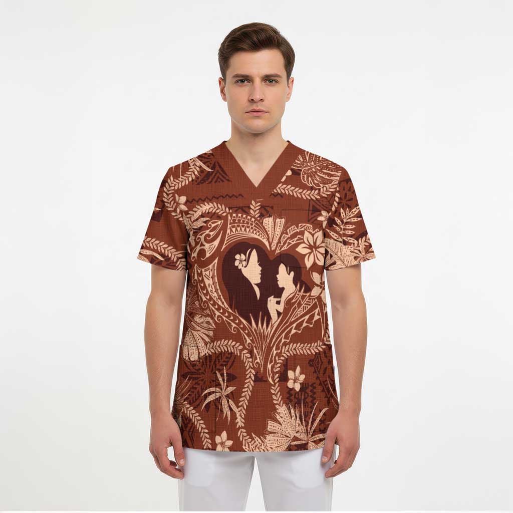 Hawaii Plumeria Scrub Top Hau'oli la Makuahine Sunburned - Polynesian Pride
