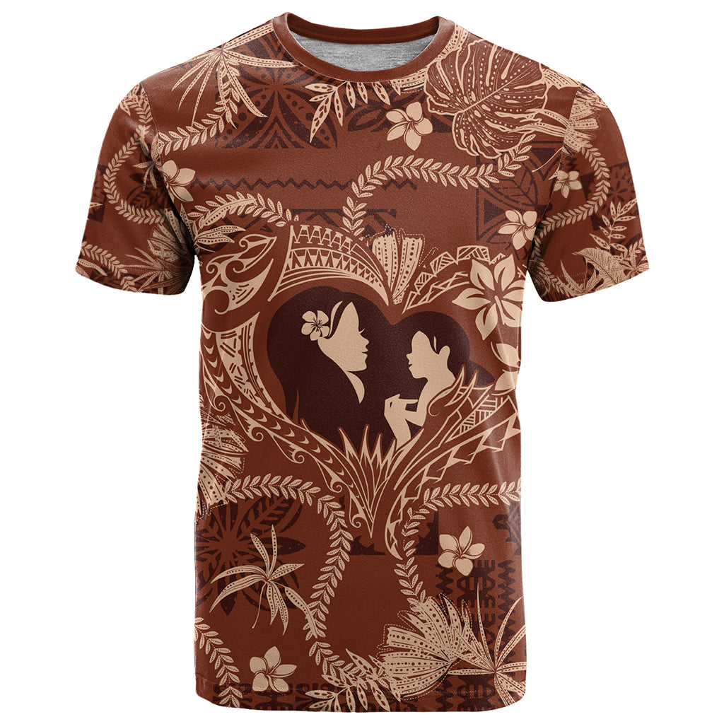 Hawaii Plumeria T Shirt Hau'oli la Makuahine Sunburned LT7 Brown - Polynesian Pride