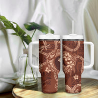 Hawaii Plumeria Tumbler With Handle Hau'oli la Makuahine Sunburned