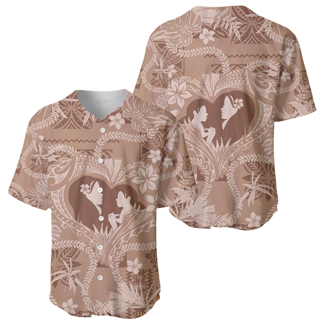 Hawaii Plumeria Baseball Jersey Hau'oli la Makuahine Beige LT7 - Polynesian Pride