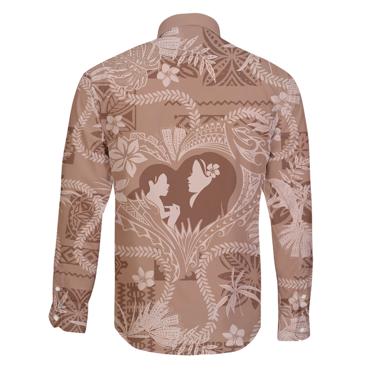 Hawaii Plumeria Family Matching Long Sleeve Bodycon Dress and Hawaiian Shirt Hau'oli la Makuahine Beige LT7 - Polynesian Pride
