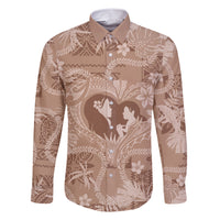 Hawaii Plumeria Family Matching Short Sleeve Bodycon Dress and Hawaiian Shirt Hau'oli la Makuahine Beige LT7 Dad's Shirt - Long Sleeve Beige - Polynesian Pride