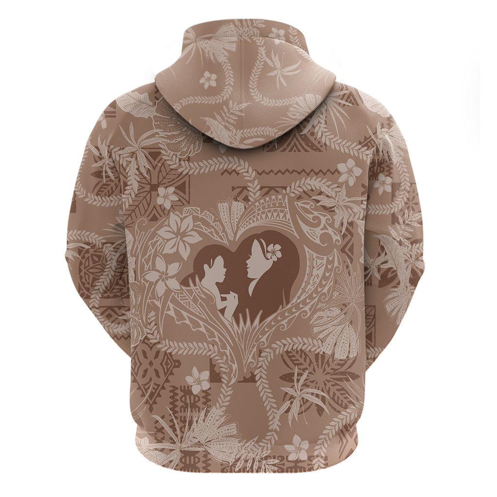 Hawaii Plumeria Hoodie Hau'oli la Makuahine Beige LT7 - Polynesian Pride