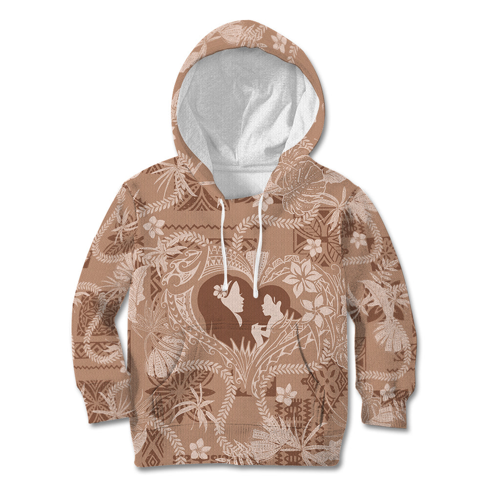 Hawaii Plumeria Kid Hoodie Hau'oli la Makuahine Beige LT7 Hoodie Beige - Polynesian Pride