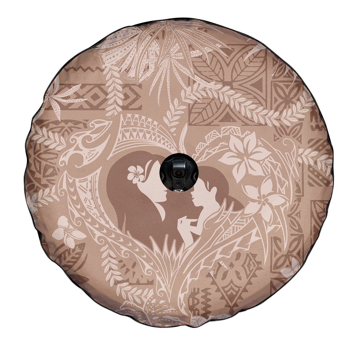 Hawaii Plumeria Spare Tire Cover Hau'oli la Makuahine Beige LT7 - Polynesian Pride