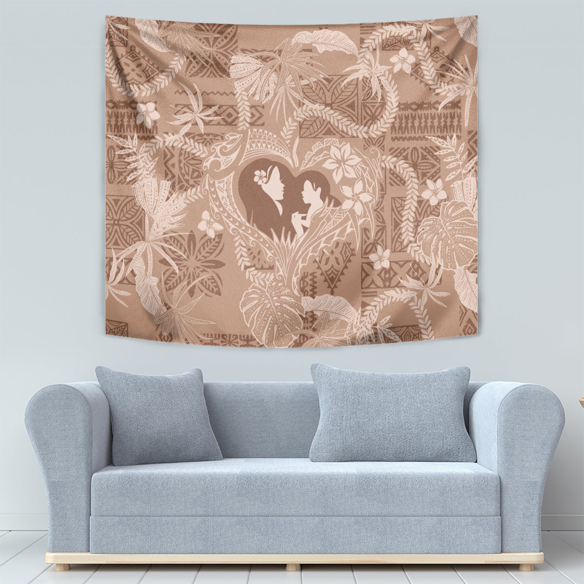 Hawaii Plumeria Tapestry Hau'oli la Makuahine Beige LT7 - Polynesian Pride