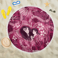 Hawaii Plumeria Beach Blanket Hau'oli la Makuahine Rosy LT7 One Size 150cm Pink - Polynesian Pride