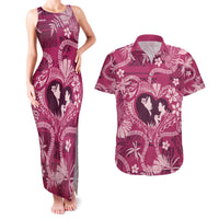 Hawaii Plumeria Couples Matching Tank Maxi Dress and Hawaiian Shirt Hau'oli la Makuahine Rosy LT7 Pink - Polynesian Pride