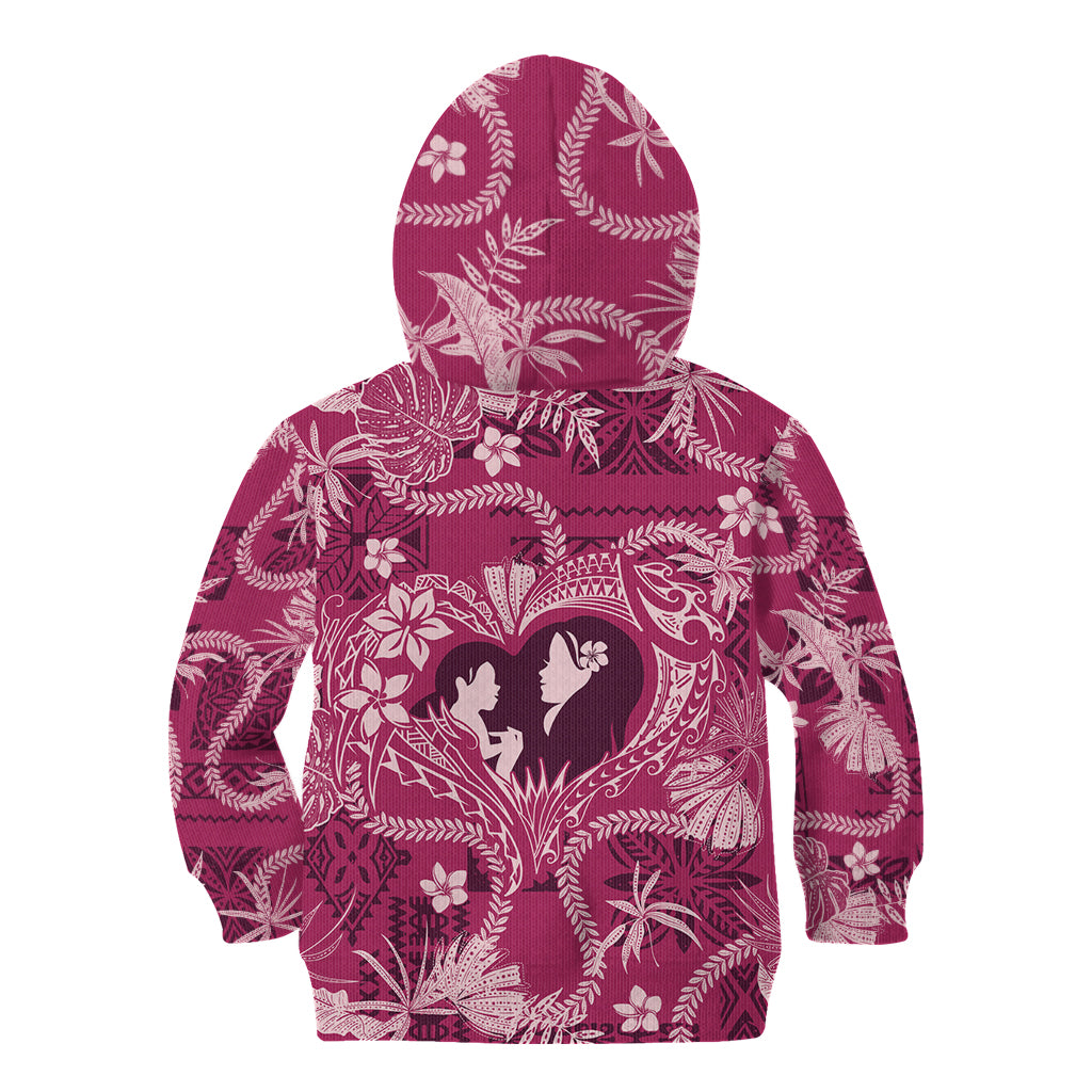 Hawaii Plumeria Kid Hoodie Hau'oli la Makuahine Rosy LT7 - Polynesian Pride