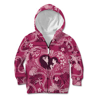 Hawaii Plumeria Kid Hoodie Hau'oli la Makuahine Rosy LT7 Zip Hoodie Pink - Polynesian Pride