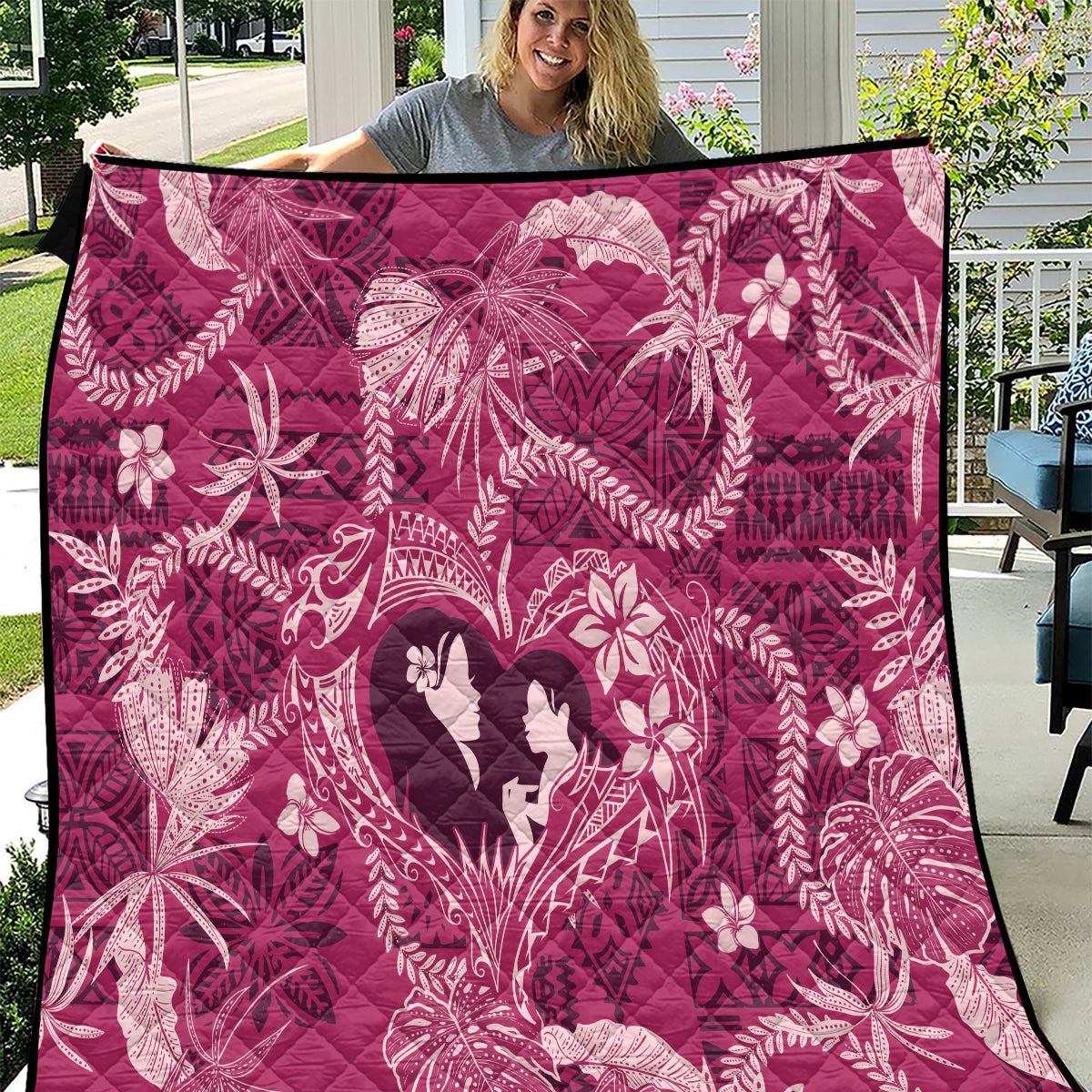 Hawaii Plumeria Quilt Hau'oli la Makuahine Rosy LT7 Pink - Polynesian Pride