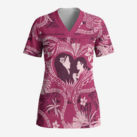Hawaii Plumeria Scrub Top Hau'oli la Makuahine Rosy - Polynesian Pride