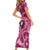 Hawaii Plumeria Short Sleeve Bodycon Dress Hau'oli la Makuahine Rosy LT7 - Polynesian Pride