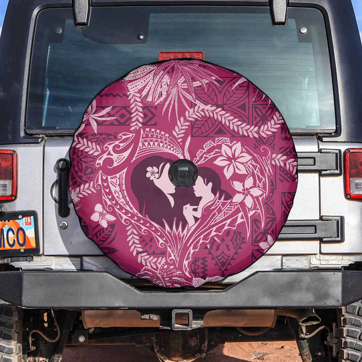 Hawaii Plumeria Spare Tire Cover Hau'oli la Makuahine Rosy LT7 Pink - Polynesian Pride