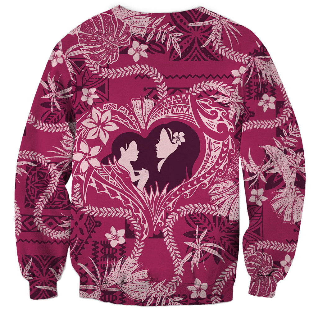 Hawaii Plumeria Sweatshirt Hau'oli la Makuahine Rosy LT7 - Polynesian Pride