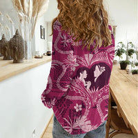 Hawaii Plumeria Women Casual Shirt Hau'oli la Makuahine Rosy LT7 - Polynesian Pride