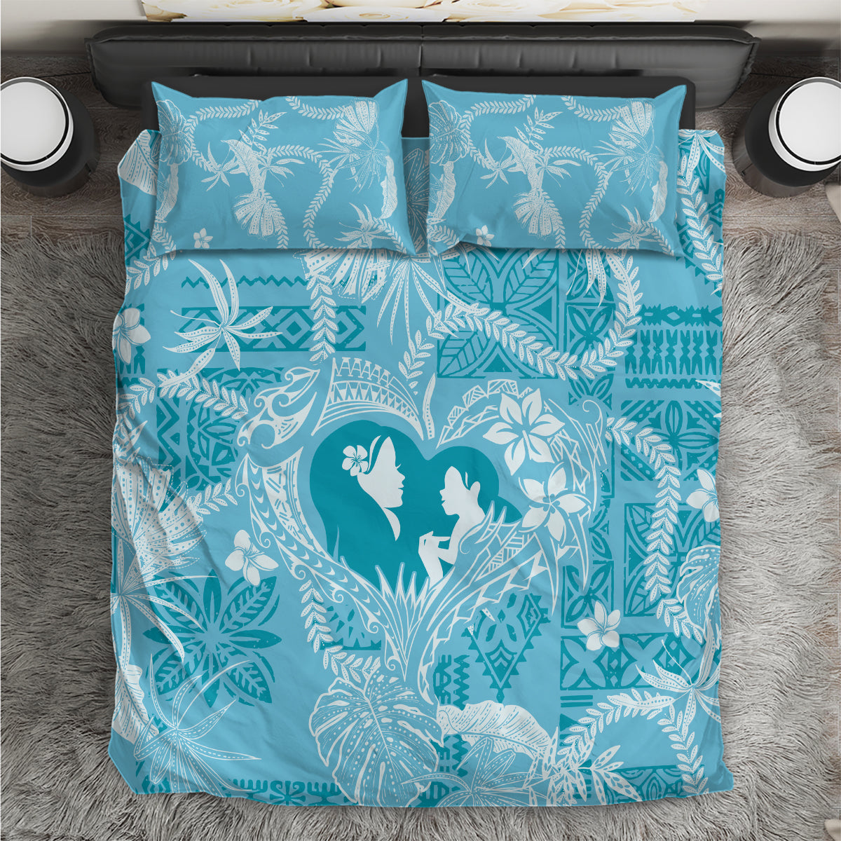 Hawaii Plumeria Bedding Set Hau'oli la Makuahine Turquoise LT7 Turquoise - Polynesian Pride