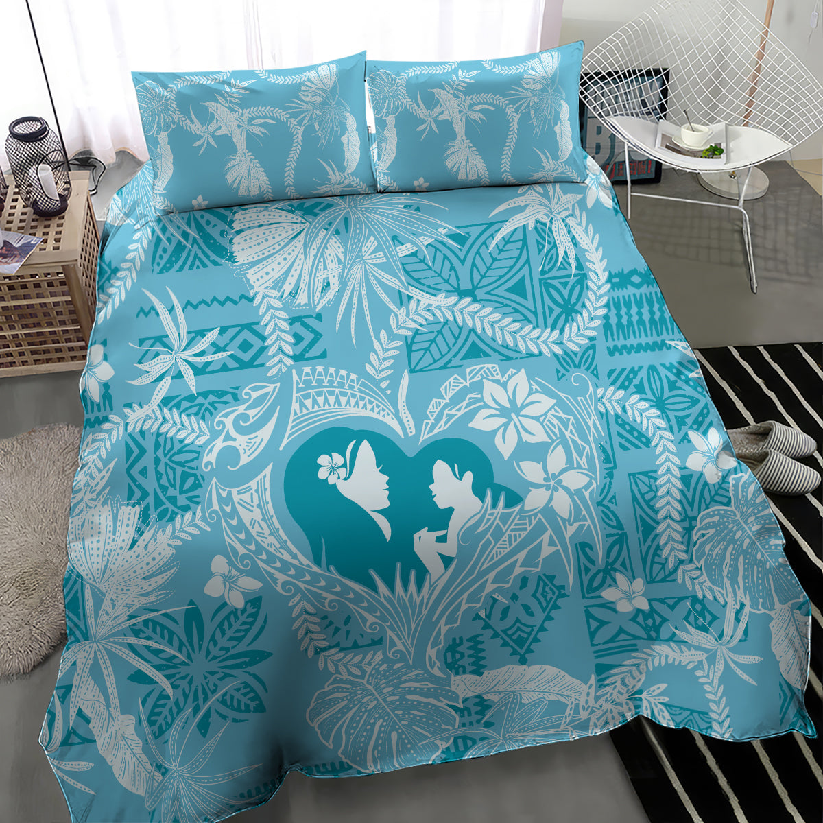 Hawaii Plumeria Bedding Set Hau'oli la Makuahine Turquoise LT7 - Polynesian Pride