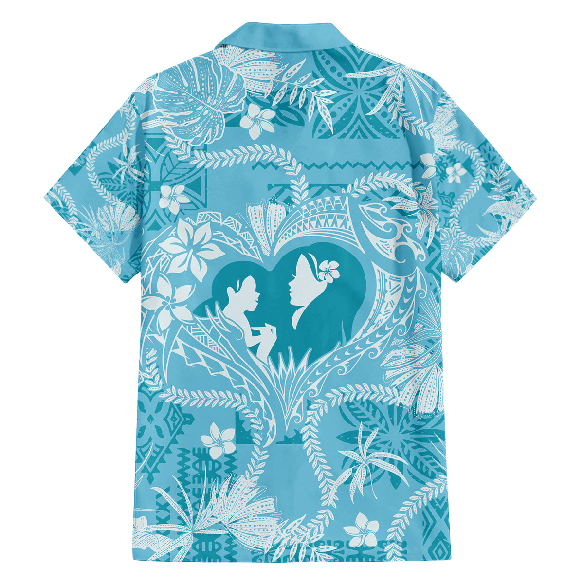 Hawaii Plumeria Family Matching Off Shoulder Maxi Dress and Hawaiian Shirt Hau'oli la Makuahine Turquoise LT7 - Polynesian Pride