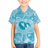 Hawaii Plumeria Kid Hawaiian Shirt Hau'oli la Makuahine Turquoise LT7 Kid Turquoise - Polynesian Pride