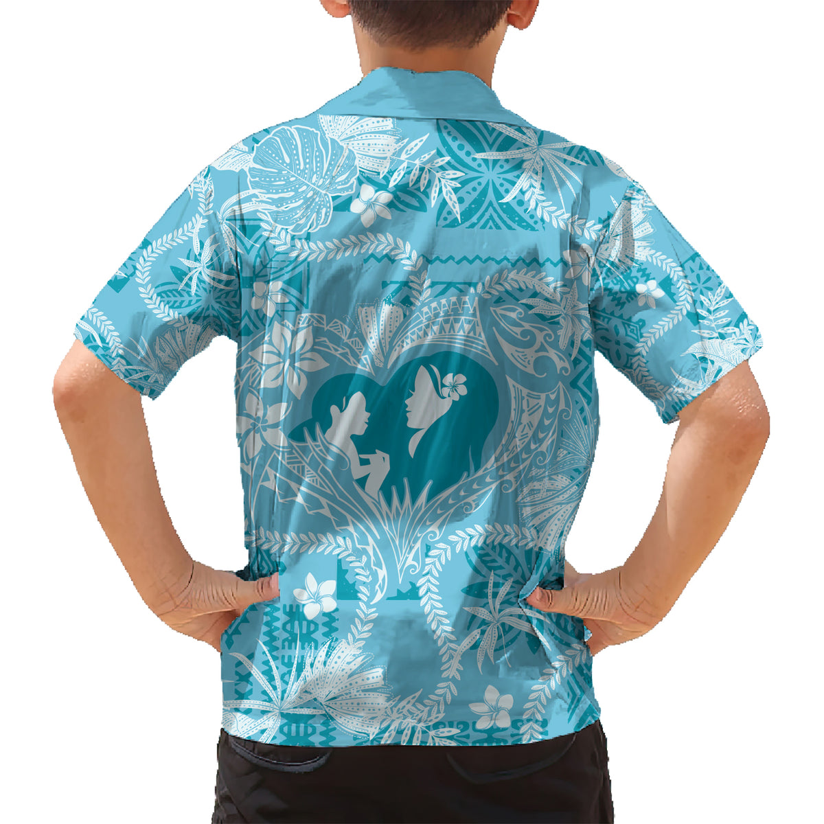 Hawaii Plumeria Kid Hawaiian Shirt Hau'oli la Makuahine Turquoise LT7 - Polynesian Pride