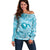 Hawaii Plumeria Off Shoulder Sweater Hau'oli la Makuahine Turquoise LT7 Women Turquoise - Polynesian Pride