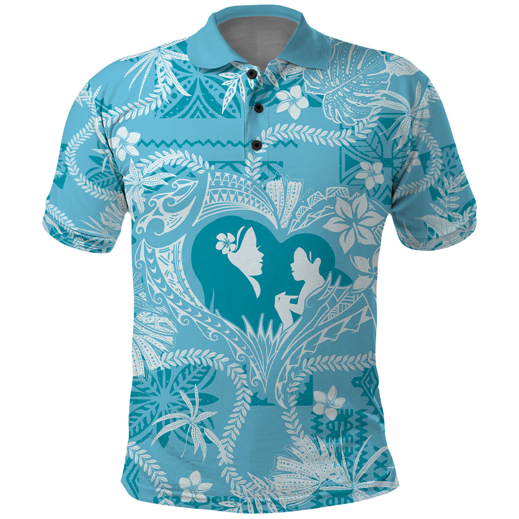 Hawaii Plumeria Polo Shirt Hau'oli la Makuahine Turquoise LT7 Turquoise - Polynesian Pride