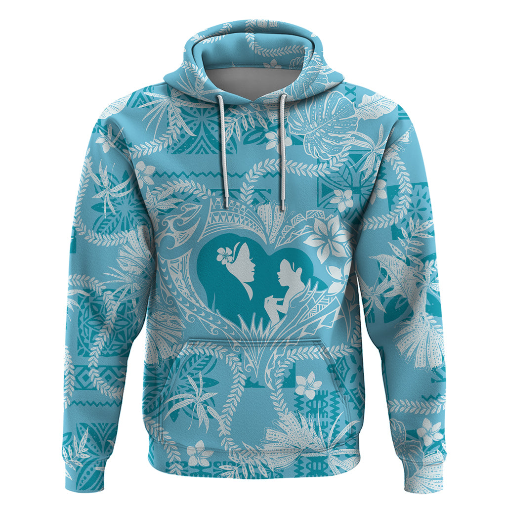 Hawaii Plumeria Zip Hoodie Hau'oli la Makuahine Turquoise LT7 Pullover Hoodie Turquoise - Polynesian Pride