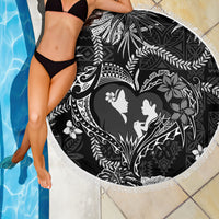 Hawaii Plumeria Beach Blanket Hau'oli la Makuahine Monochrome LT7 - Polynesian Pride