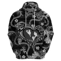 Hawaii Plumeria Hoodie Hau'oli la Makuahine Monochrome LT7 - Polynesian Pride