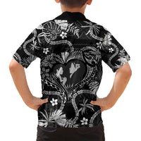Hawaii Plumeria Kid Hawaiian Shirt Hau'oli la Makuahine Monochrome LT7 - Polynesian Pride