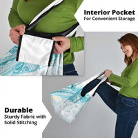 Polynesia Humpback Whale Grocery Bag Tropical Plumeria Turquoise