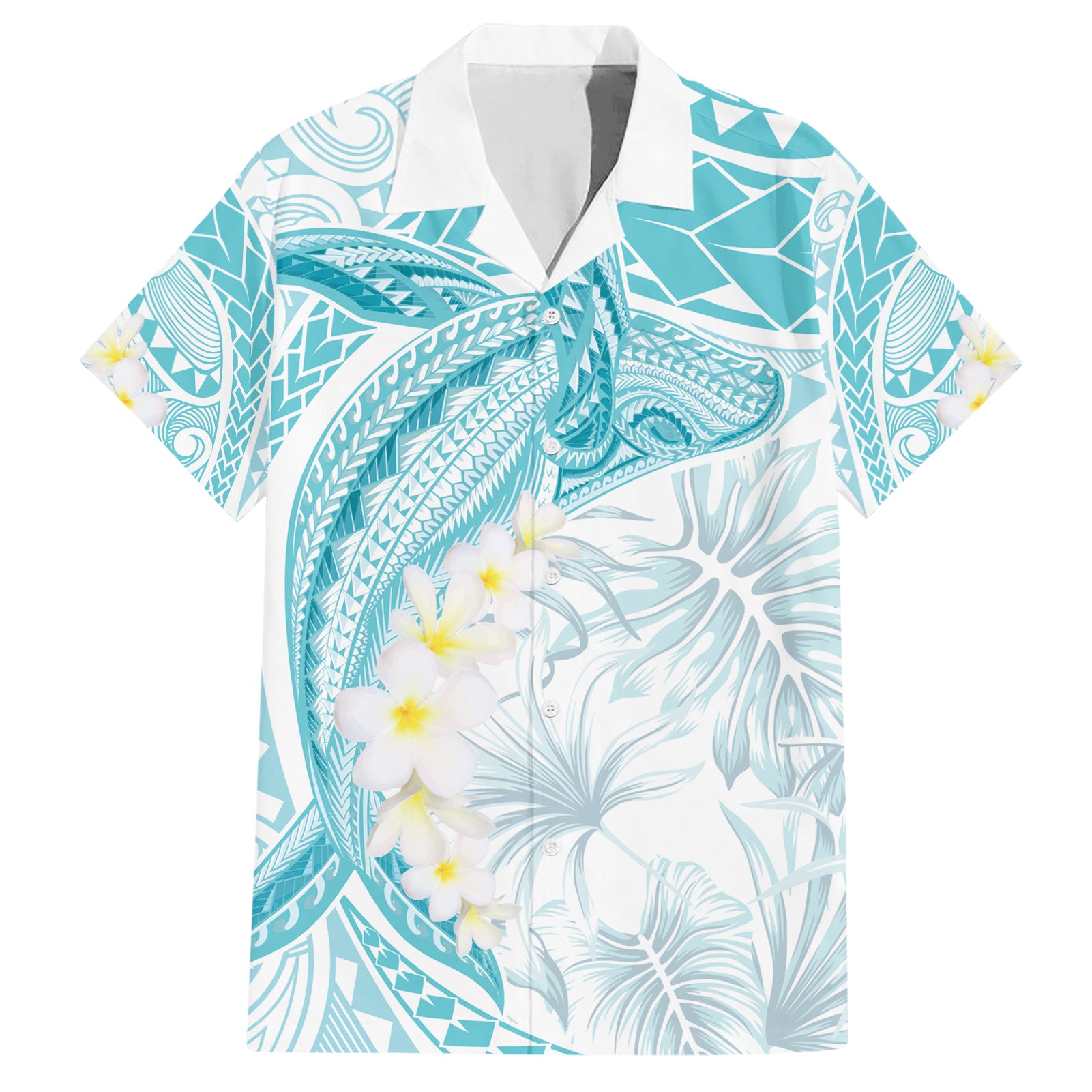 Polynesia Humpback Whale Hawaiian Shirt Tropical Plumeria Turquoise