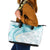 Polynesia Humpback Whale Leather Tote Bag Tropical Plumeria Turquoise