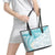 Polynesia Humpback Whale Leather Tote Bag Tropical Plumeria Turquoise