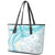 Polynesia Humpback Whale Leather Tote Bag Tropical Plumeria Turquoise