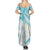 Polynesia Humpback Whale Summer Maxi Dress Tropical Plumeria Turquoise