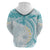 Polynesia Humpback Whale Zip Hoodie Tropical Plumeria Turquoise