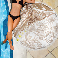 Polynesia Humpback Whale Beach Blanket Tropical Plumeria Beige