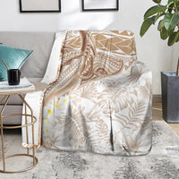 Polynesia Humpback Whale Blanket Tropical Plumeria Beige