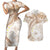 Polynesia Humpback Whale Couples Matching Short Sleeve Bodycon Dress and Hawaiian Shirt Tropical Plumeria Beige