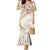 Polynesia Humpback Whale Family Matching Mermaid Dress and Hawaiian Shirt Tropical Plumeria Beige