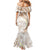Polynesia Humpback Whale Family Matching Mermaid Dress and Hawaiian Shirt Tropical Plumeria Beige