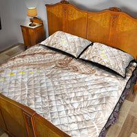 Polynesia Humpback Whale Quilt Bed Set Tropical Plumeria Beige